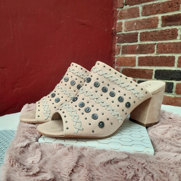 Coconuts by Matisse Shoes - Coconuts Dream Big Studded Embroidered Chunky Mules Heels Spring Summer NEW